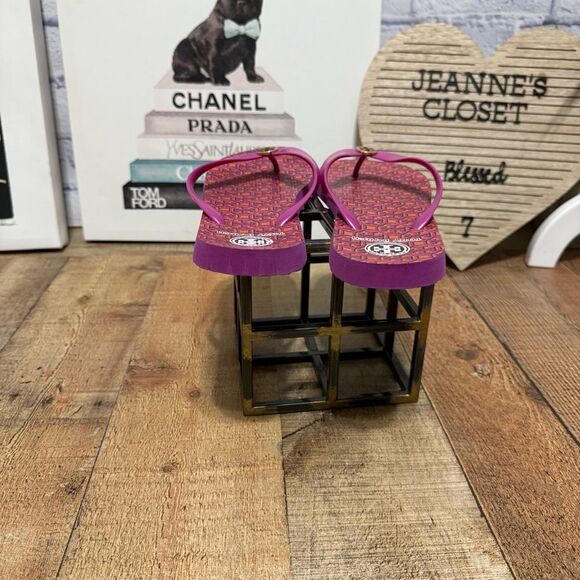 Tory Burch Lattice T Fuschia Flip Flop Flat Sandal Pink 10 - Picture 7 of 7